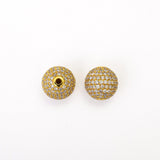 Diamond Beads Ball 14k Yellow Gold Pave Finding 8MM - SAR Gems