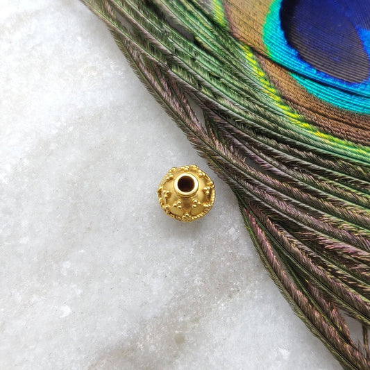 18 Karat Solid Yellow Gold Round Ball Gold Spacer Bead Components 8mm