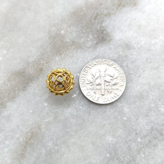 18KTT Gold Fancy Rondelle Spacer Beads 11x10mm - view 3