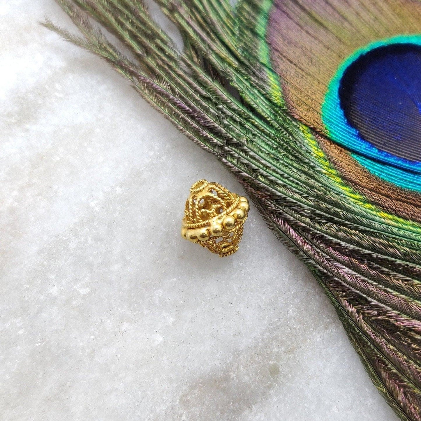 18KTT Gold Fancy Rondelle Spacer Beads 11x10mm