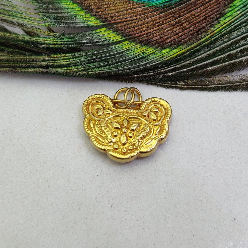 Yellow 18k Gold Floral Designer Charm Pendant