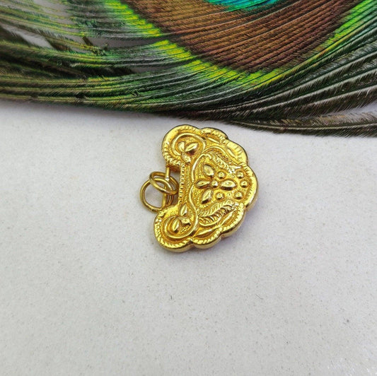Yellow 18k Gold Floral Designer Charm Pendant - view 3