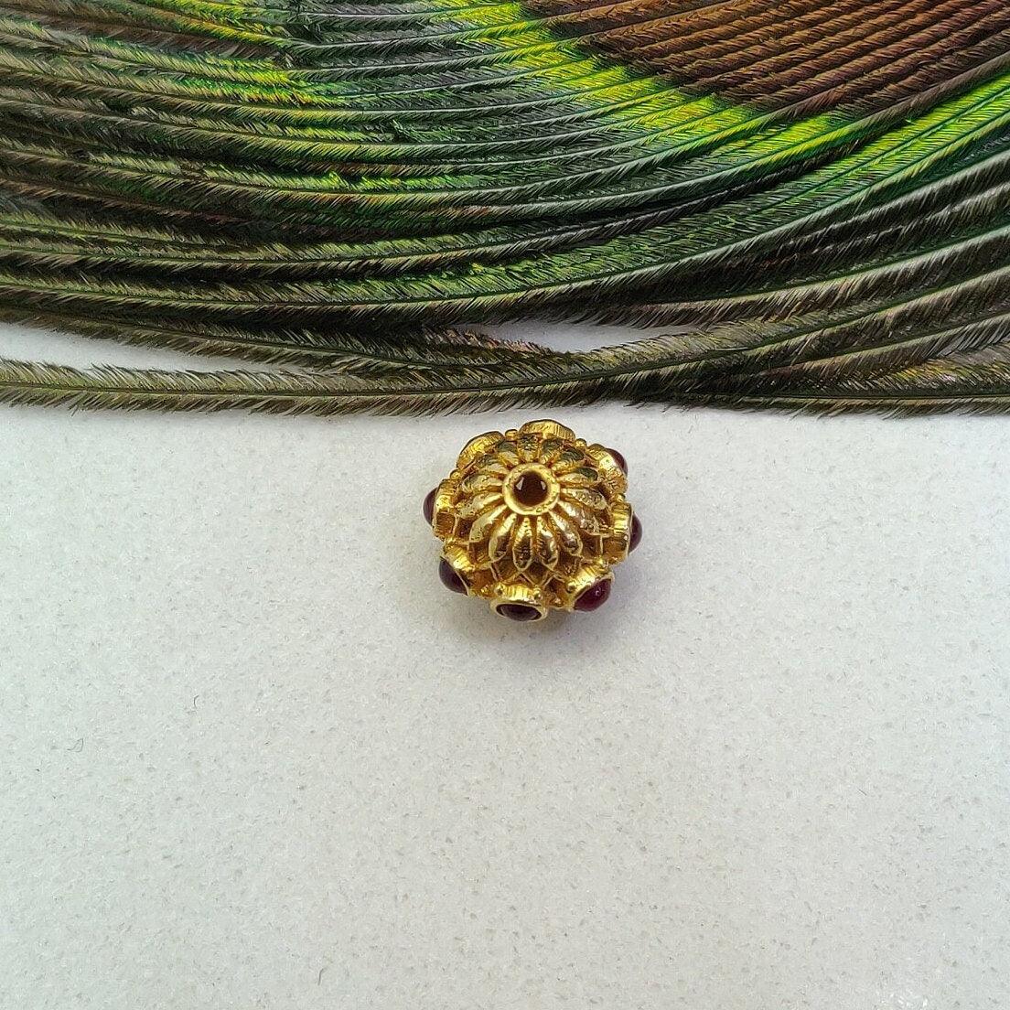 18 Karat Gold Ruby Gemstone Rondelle Beads 10mm