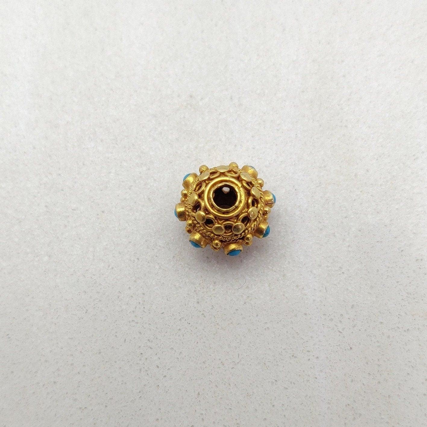 18KTT Gold Color Stone Spacer Beads-10 MM