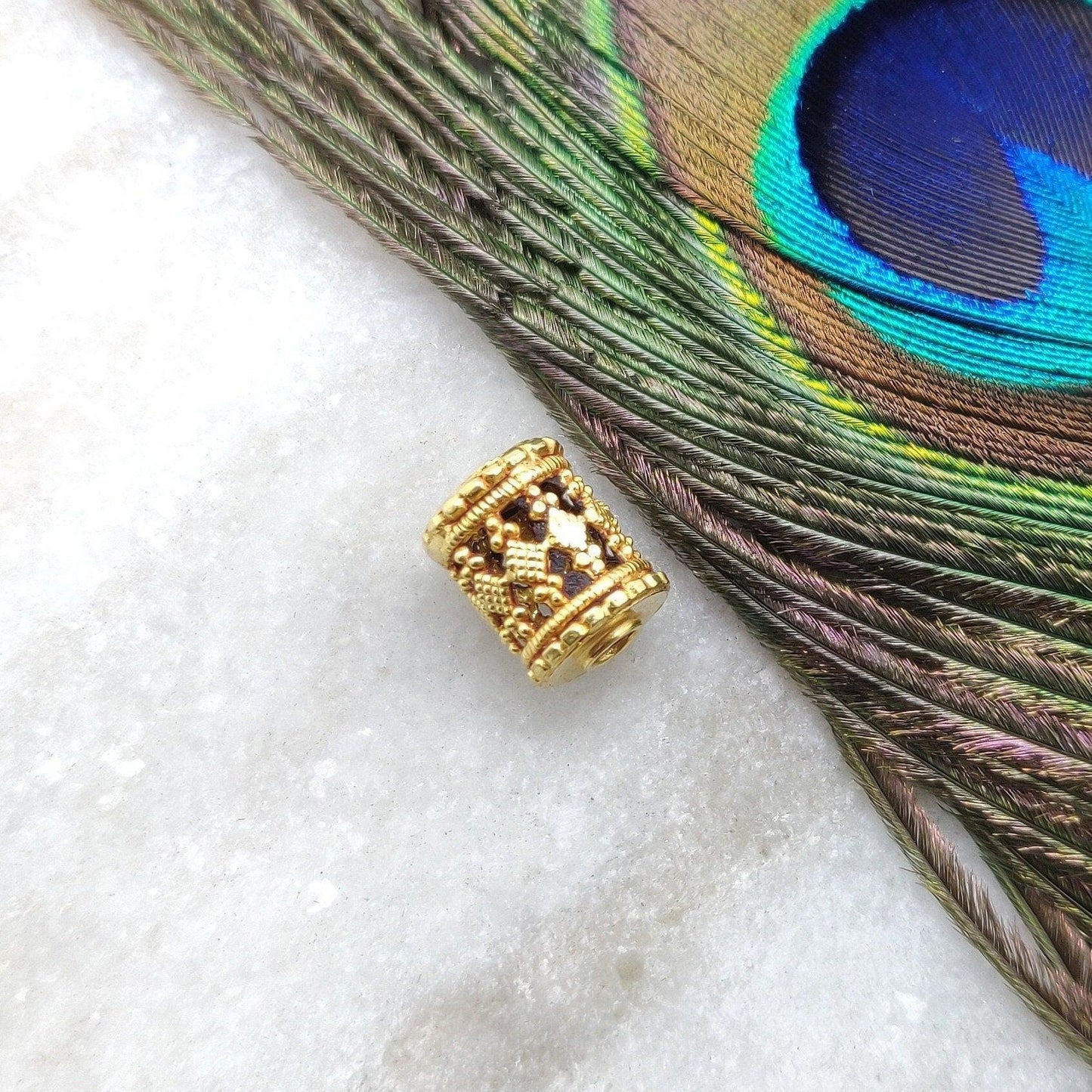 Drum 18 Carat Gold Tube Finding Gold Spacer Beading Craft Handcrafted