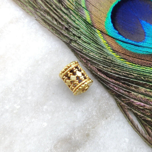 Drum 18 Carat Gold Tube Finding Gold Spacer Beading Craft Handcrafted