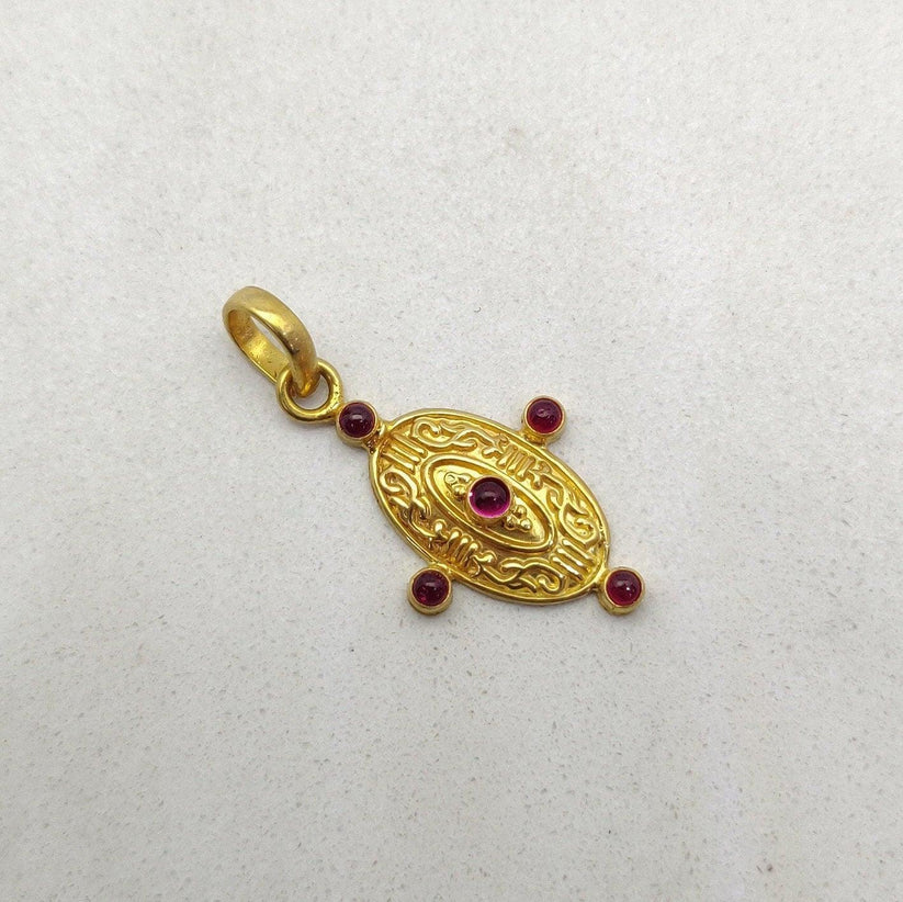 18k Solid Gold Vintage Ruby Pendant