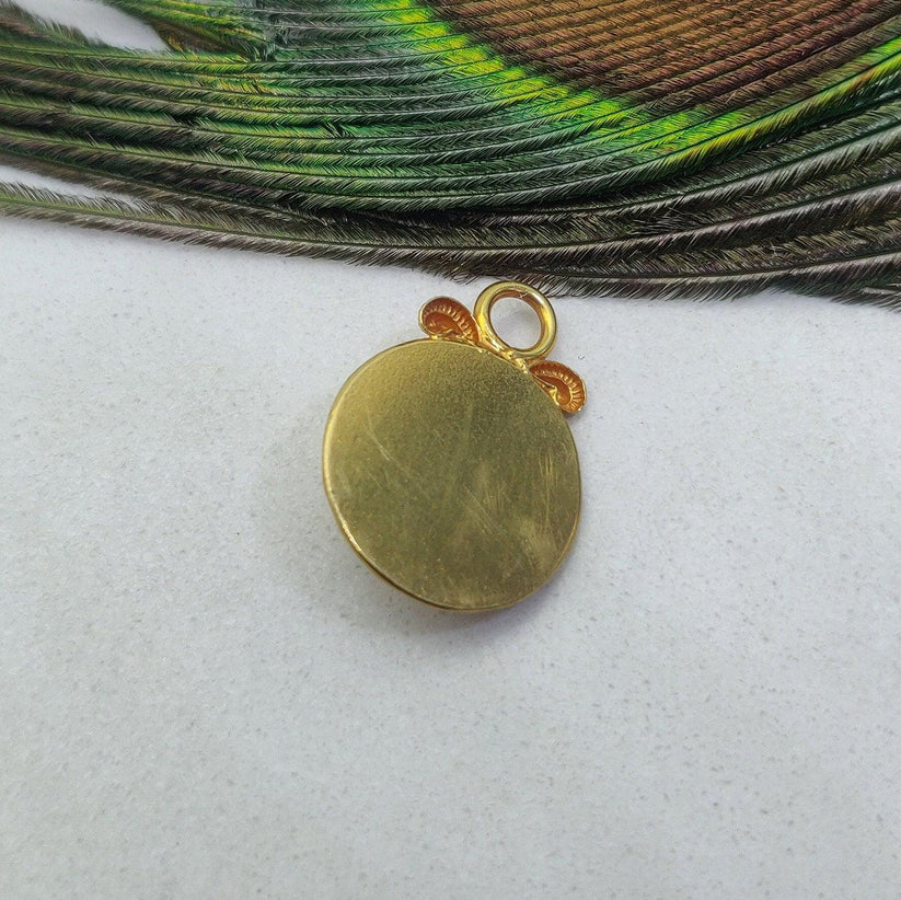 18k Solid Gold Floral Textured Ruby Pendant