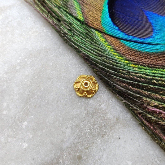 18 Karat Solid Gold Filigree Bead Cap Finding 8mm