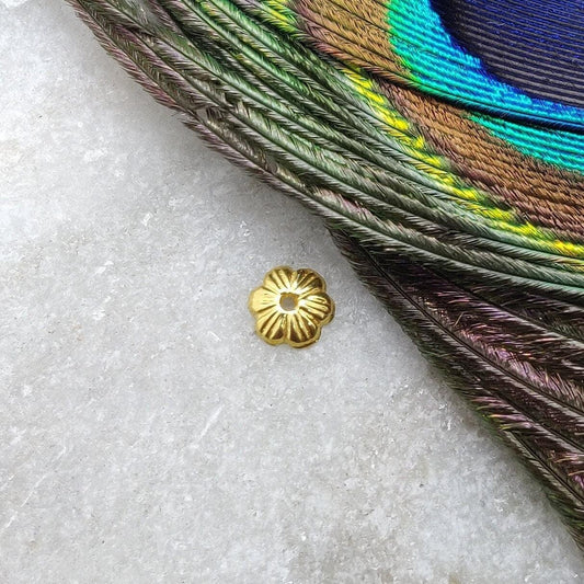 Handmade 18 Carat Solid Gold Spacer Cap for Beads Finding 5mm