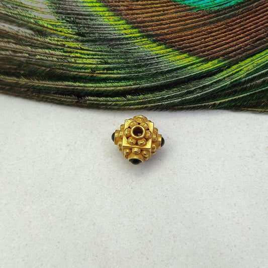 18K Gold Emerald Cube Spacer Beads-10 MM - view 3
