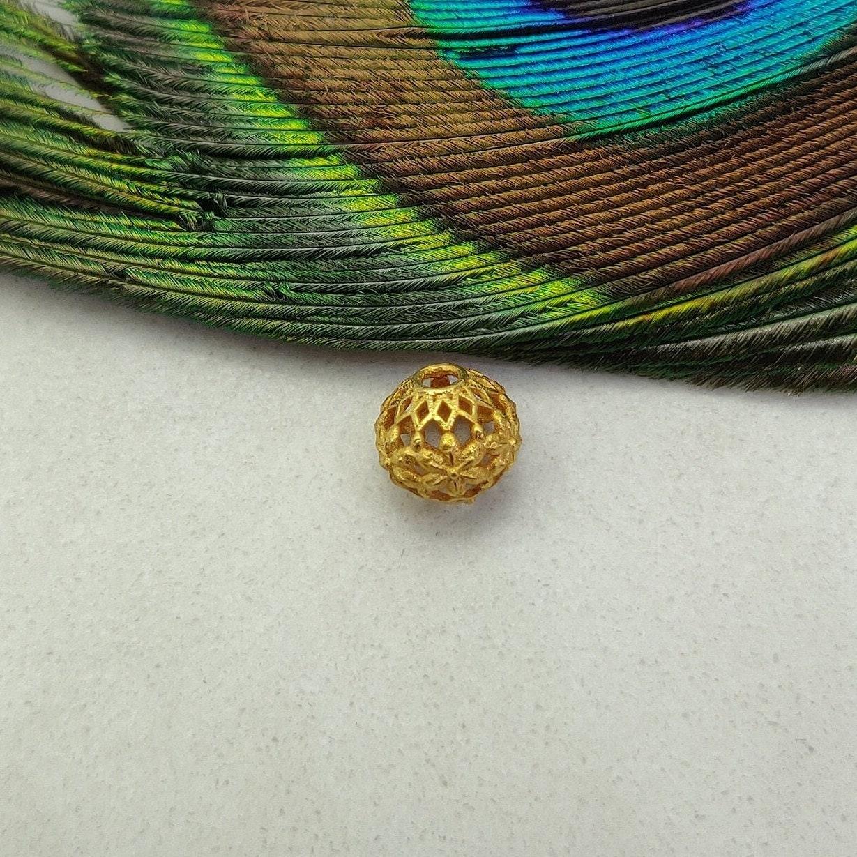 18 Karat Solid Yellow Gold Antique Gold Spacer Bead Components 8X7.50mm