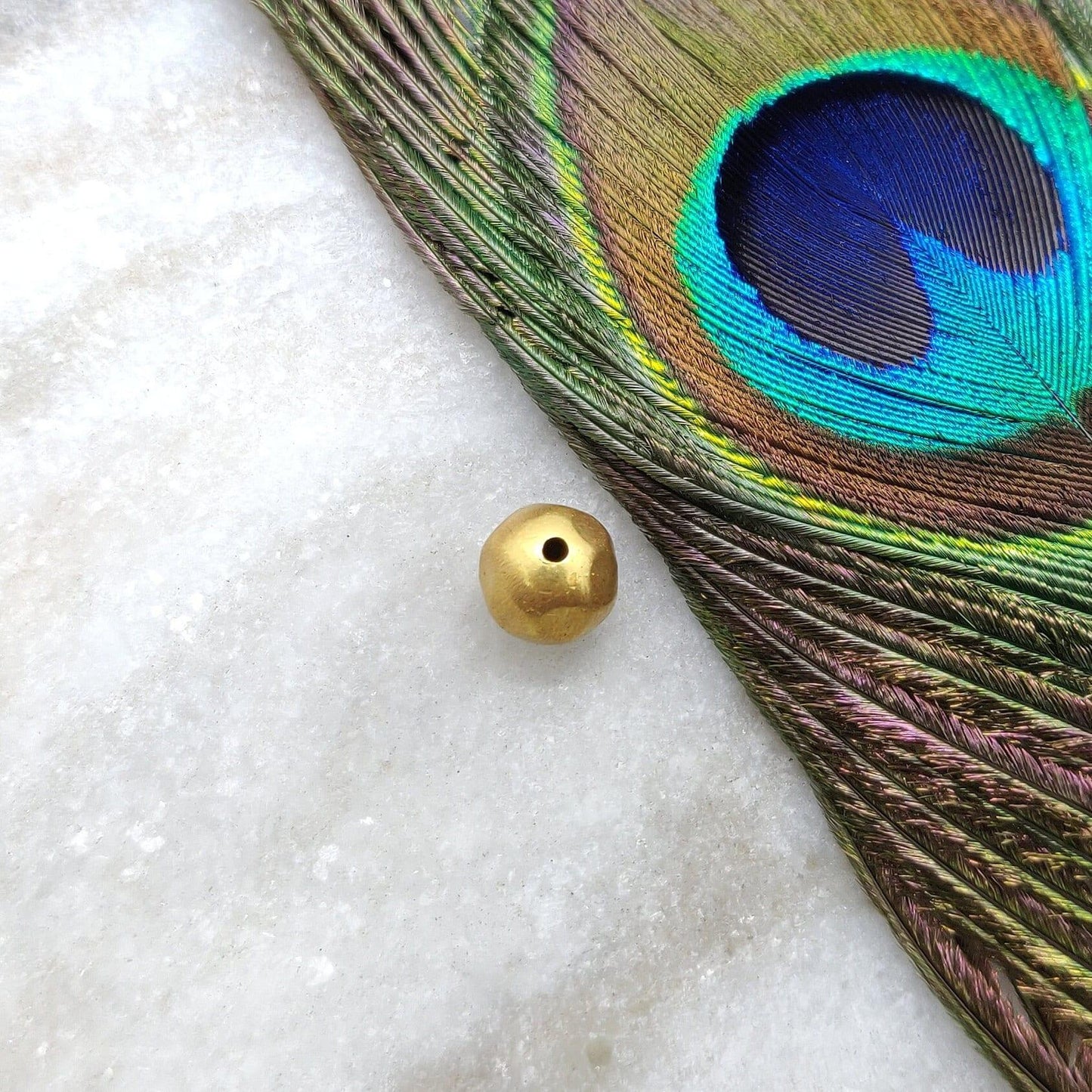 18 Karat Gold Round Faceted Gold Spacer Bead Components 8.5mm – Textured Finish