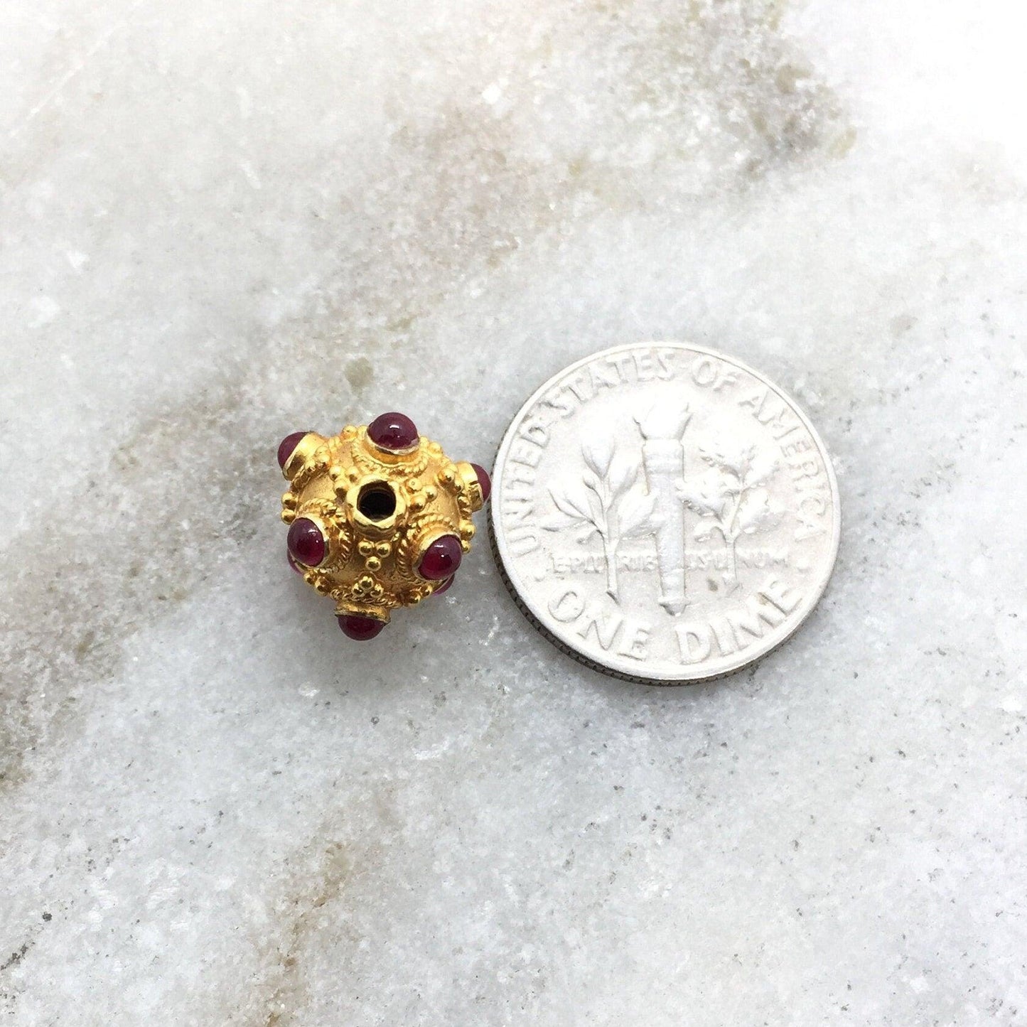 18 Karat Gold Ruby Round Spacer Ball Beads