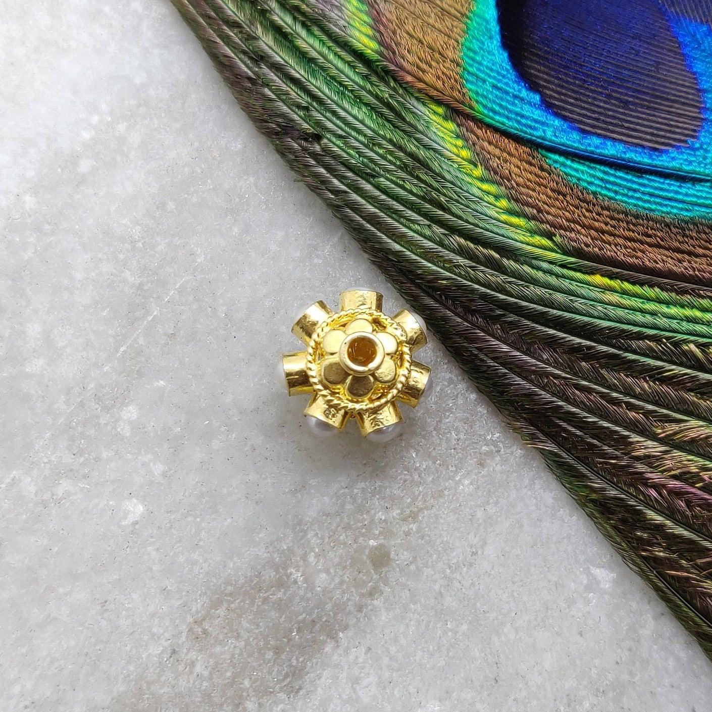 18K Gold Freshwater Pearl Stone Roundelle Spacer Bead