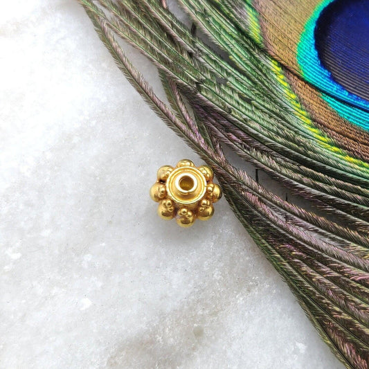 9.5mm 18K Gold Indian Style Rondelle Spacer Beads Findings