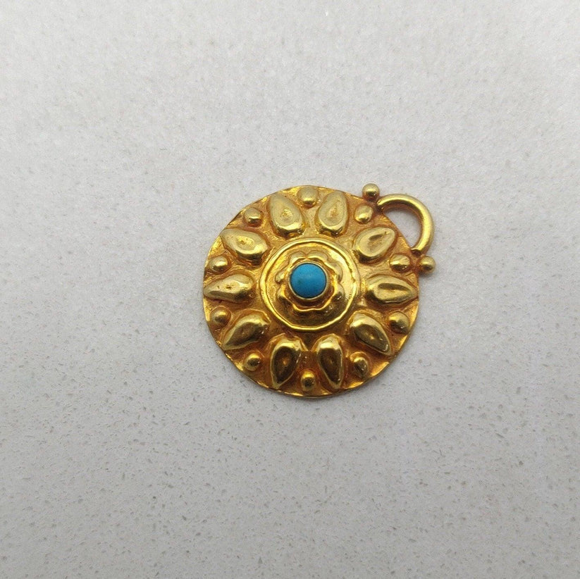 Turquoise Handmade 18k Gold Pendant