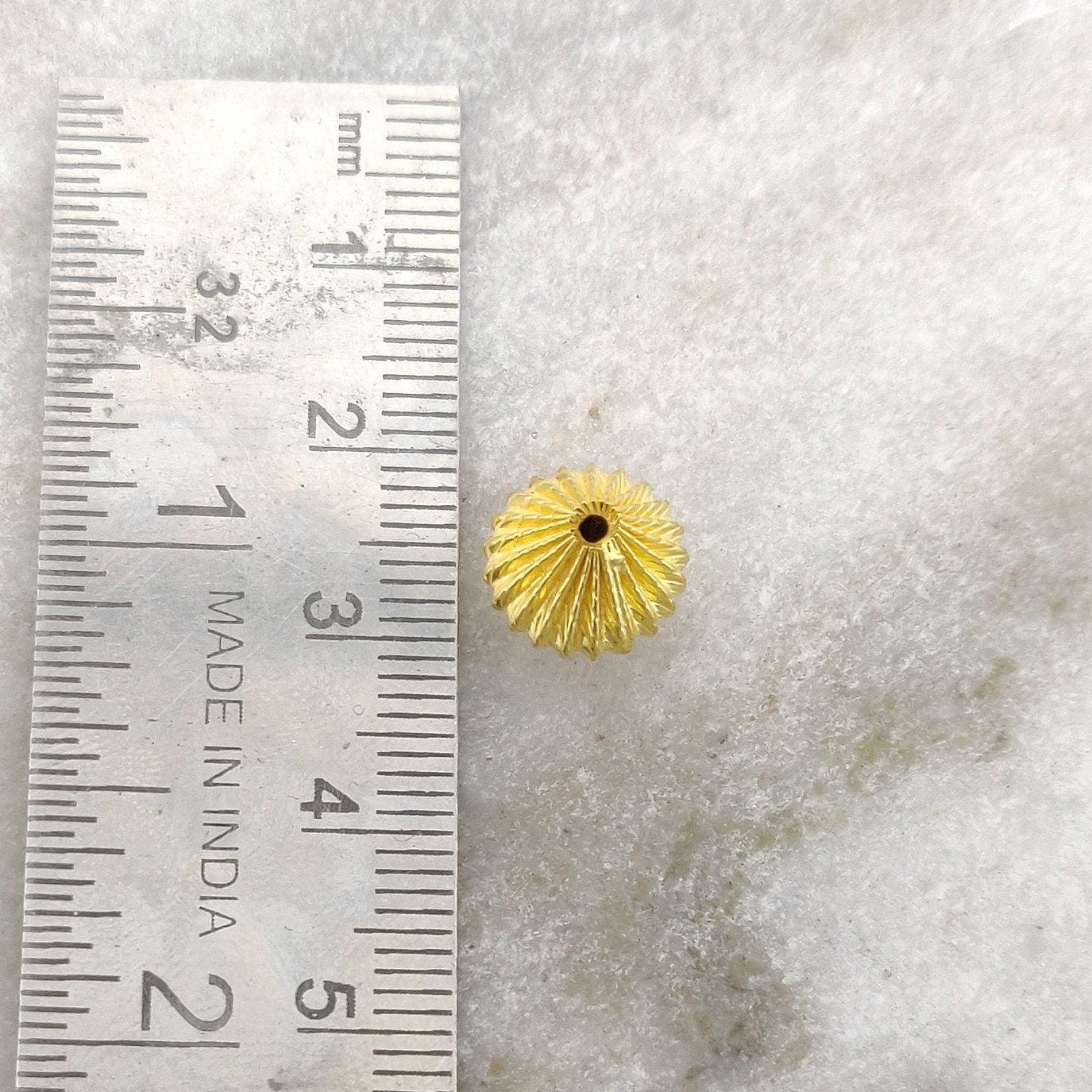 18K Gold Fluted Round Spacer Beads 9x10mm