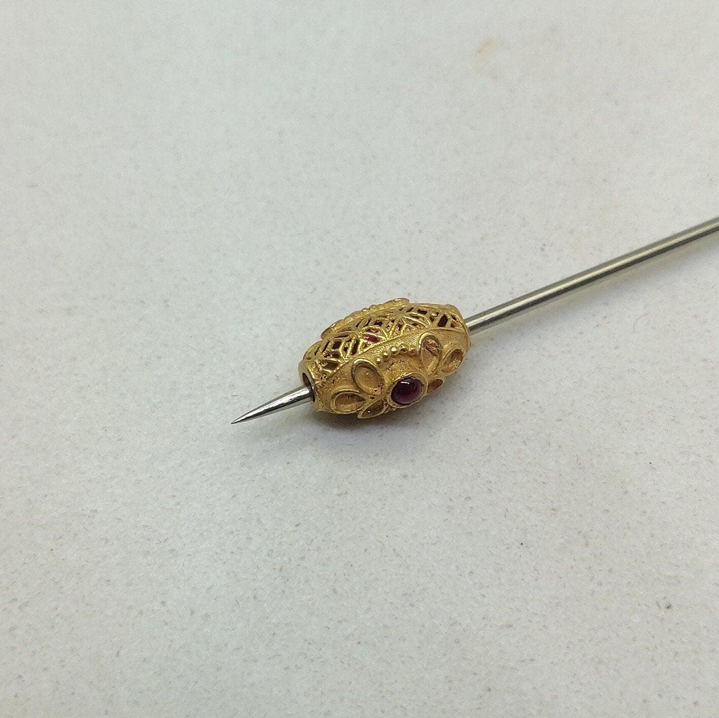 18 Karat Gold Oval Beads with Stone Inlay - 11x7.5 mm