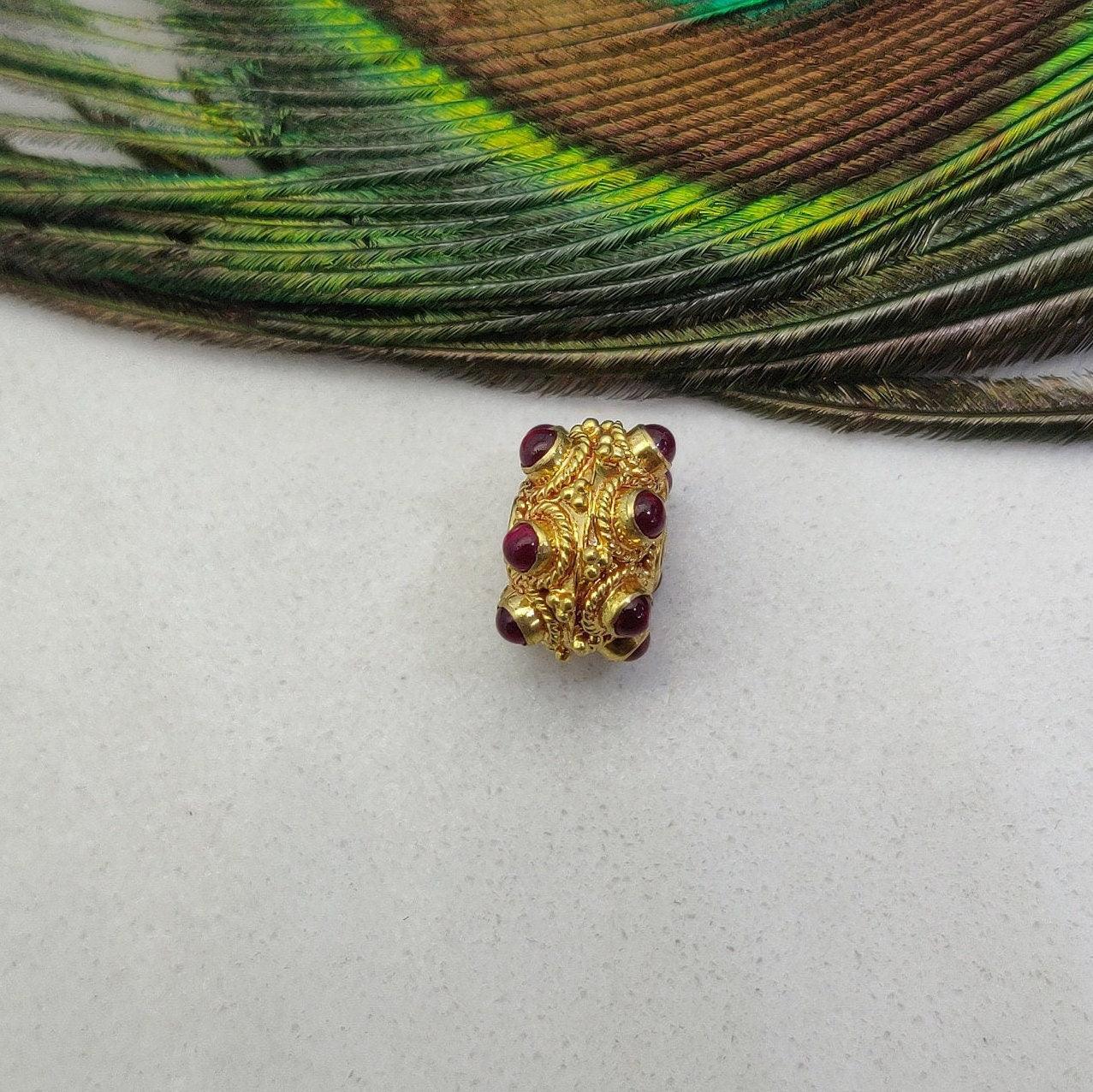 18 Carat Gold Rondelle Ruby Pumpkin Beads 11mm