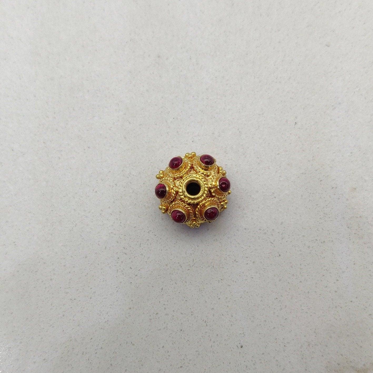 18 Carat Gold Rondelle Ruby Pumpkin Beads 11mm