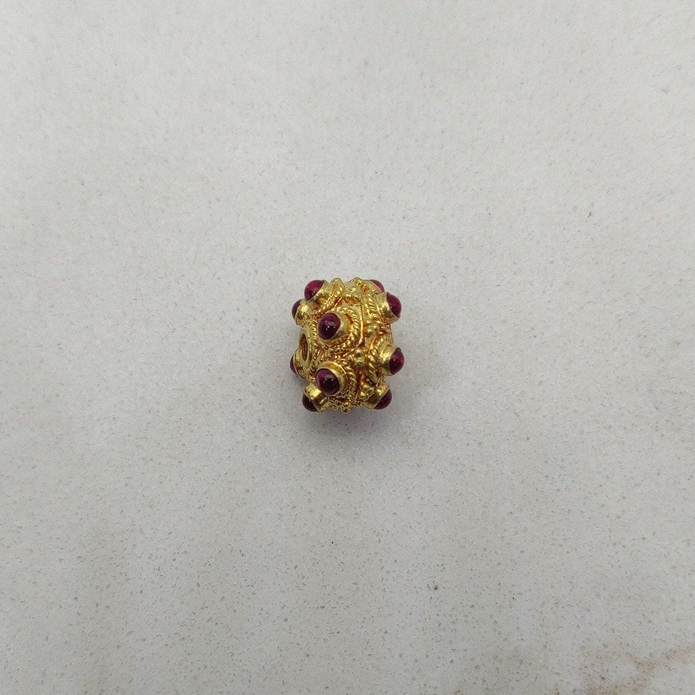 18 Carat Gold Rondelle Ruby Pumpkin Beads 11mm