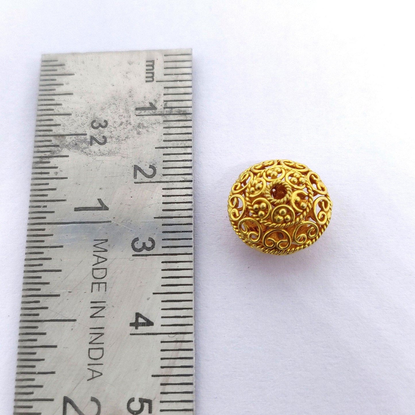 18K Gold Filigree Rondelle Spacer Beads 10x13mm