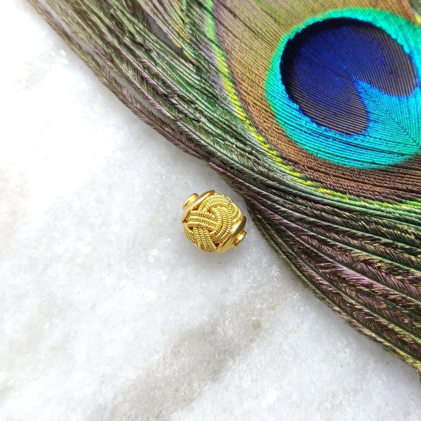 18K Solid Yellow Gold Drum Gold Spacer Bead Components 10x8.5mm