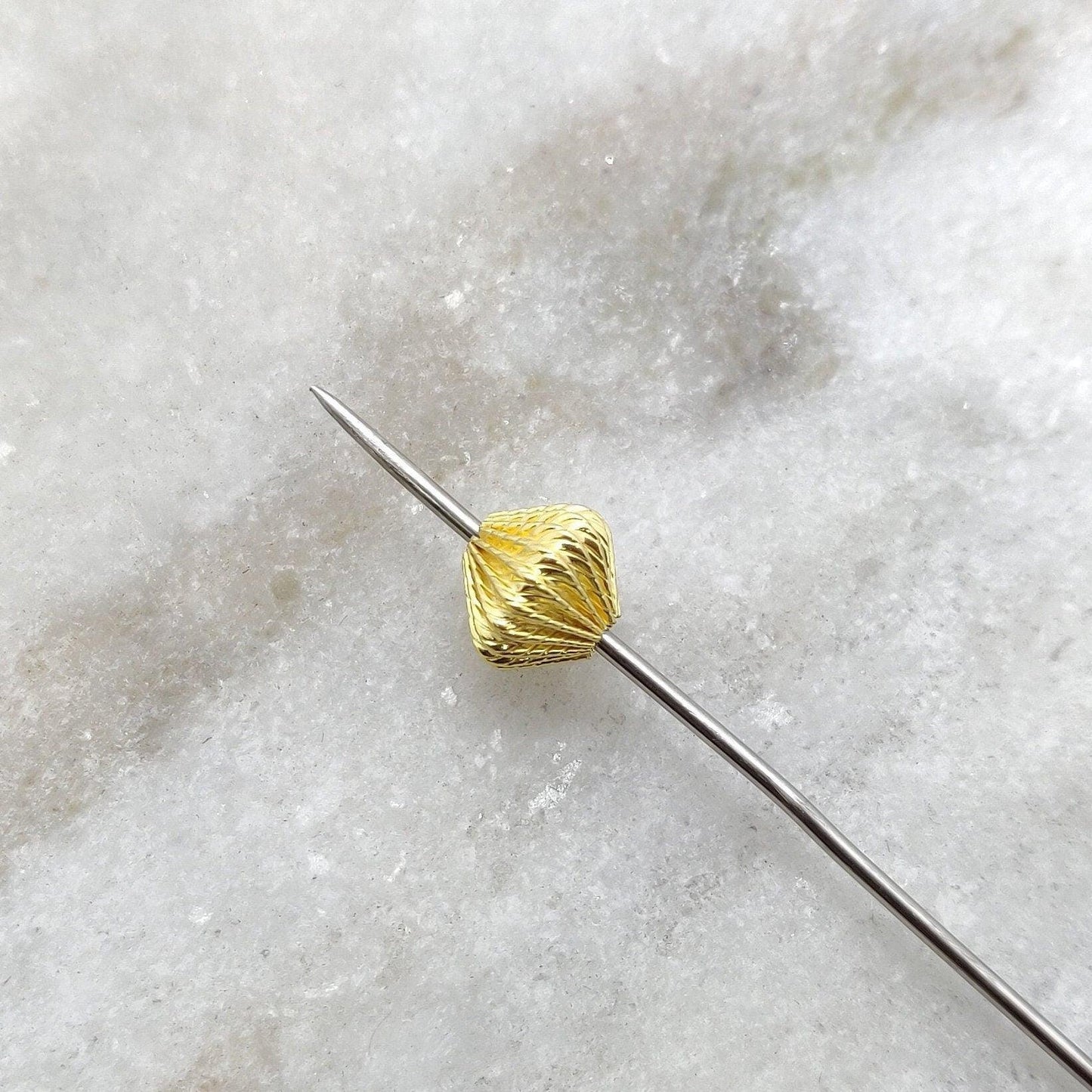 18KT Gold Corrugated Spacer Beads 9x9.5mm