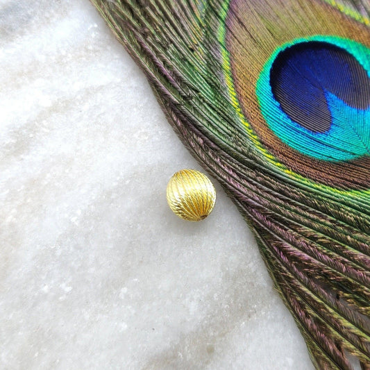 18KT Solid Yellow Gold Corrugated Gold Spacer Bead Finding 10mm
