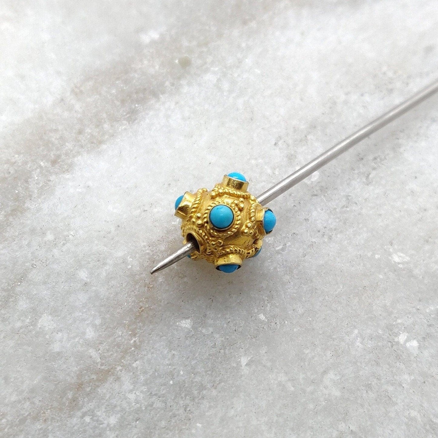 18K Gold Turquoise Spacer Beads 8mm