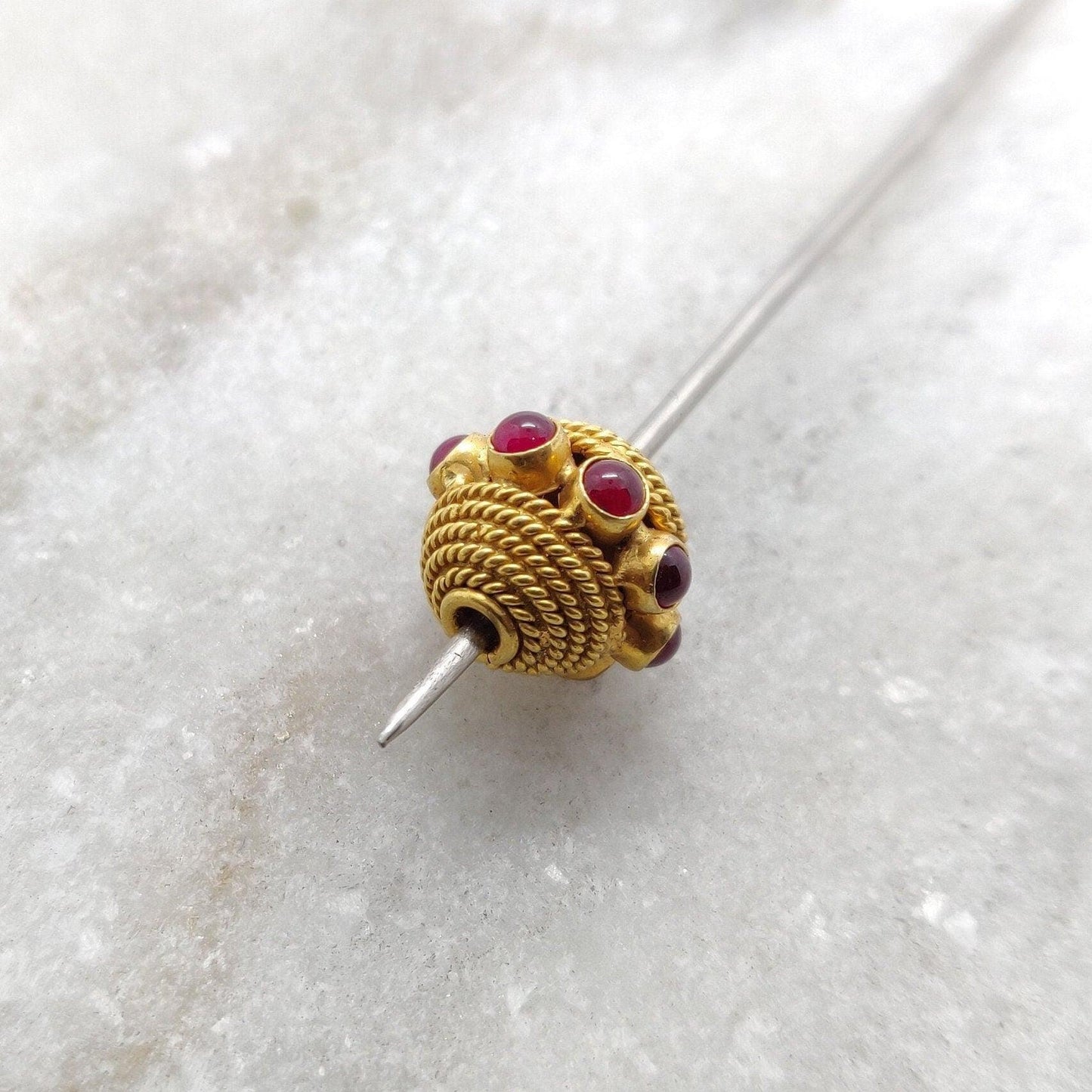 18K Gold Ruby Round Spacer Beads