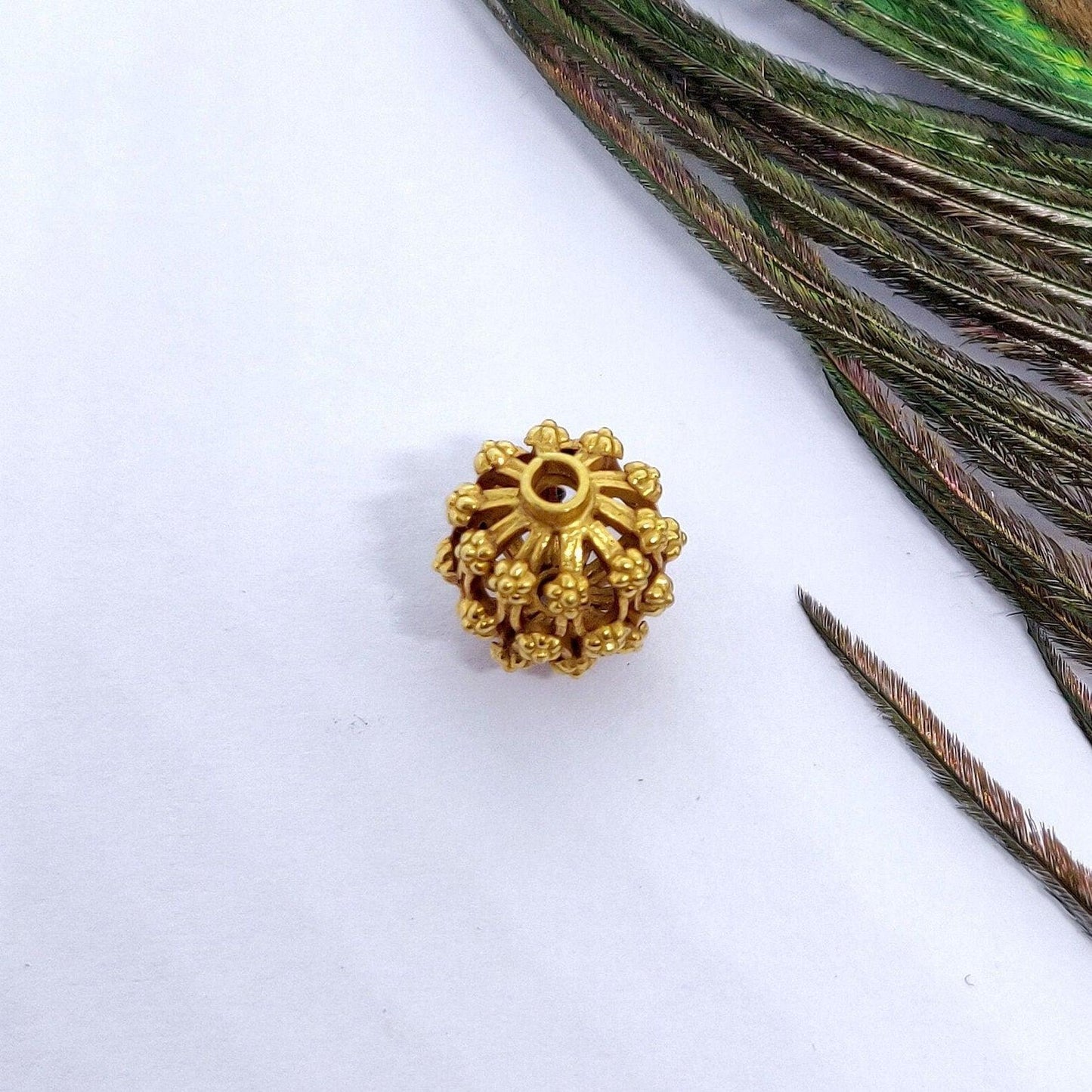 18 Karat Gold Antique Floral Spacer Beads 12mm