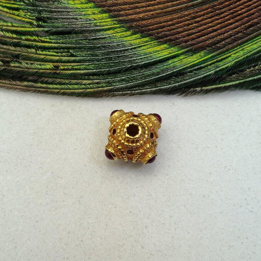 18 Karat Gold Ruby Spacer Beads - 10 MM