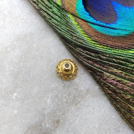 18K Yellow Gold-Plated Spacer Bead Cap 9mm
