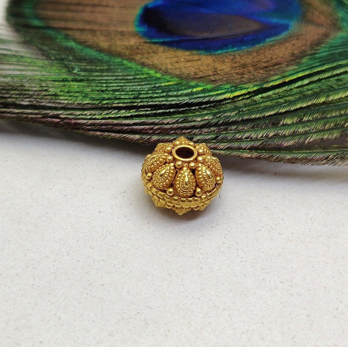 18KT Solid Yellow Gold Round Gold Spacer Bead Components 12x9mm