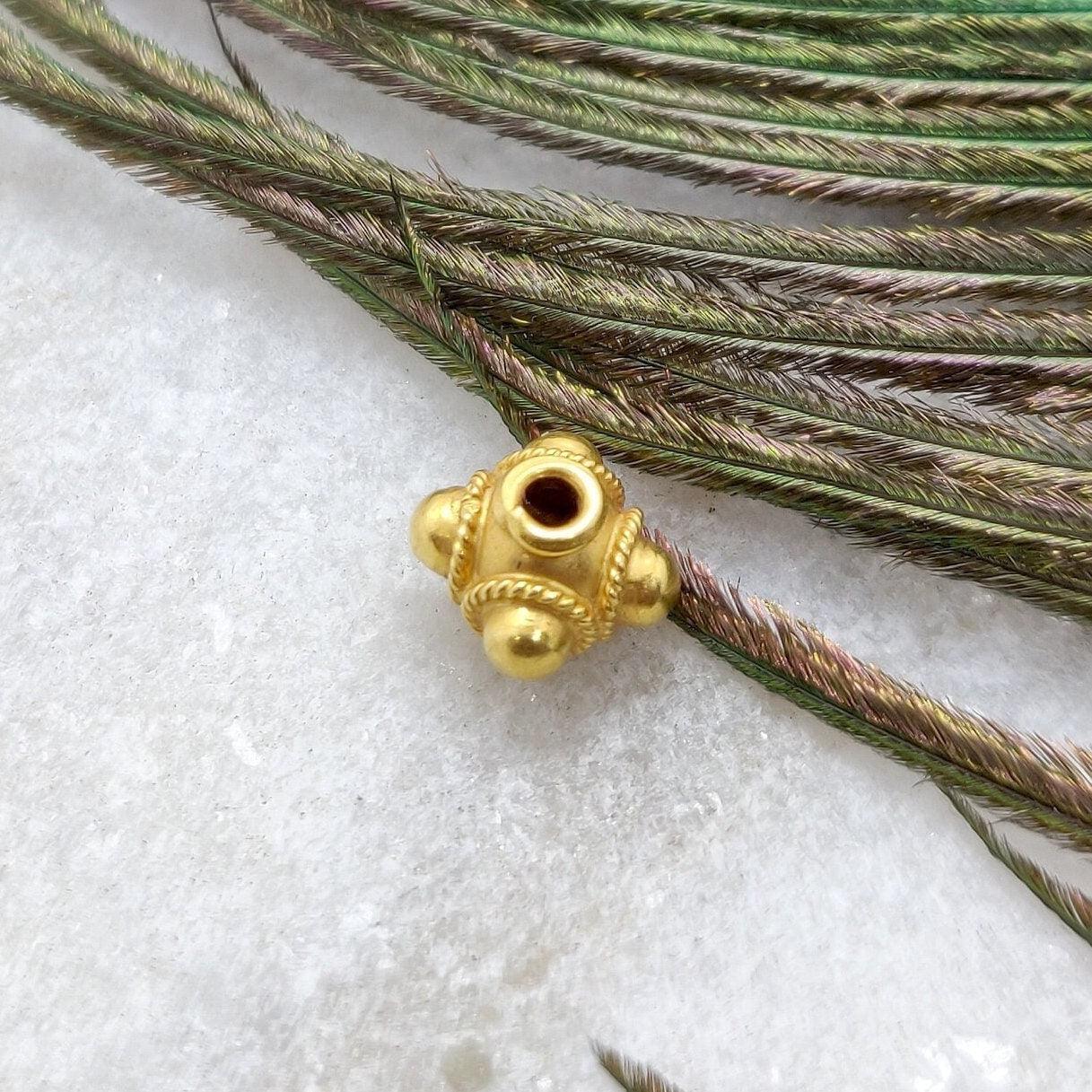 7mm 18 Karat Gold Rondelle Spacer Beads