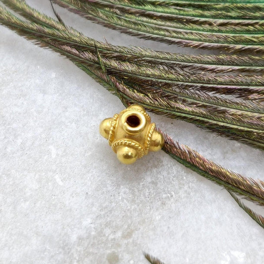 7mm 18 Karat Gold Rondelle Spacer Beads