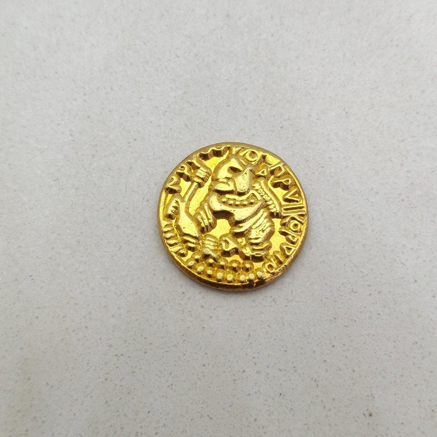 18k Solid Yellow Gold 17mm Antique Relief Coin For Charm Finding - SAR Gems