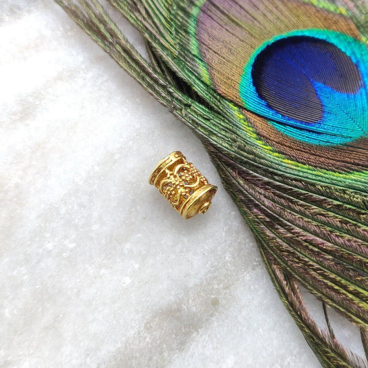 18 Carat Solid Yellow Gold Tube Gold Spacer Bead Components 8x13mm