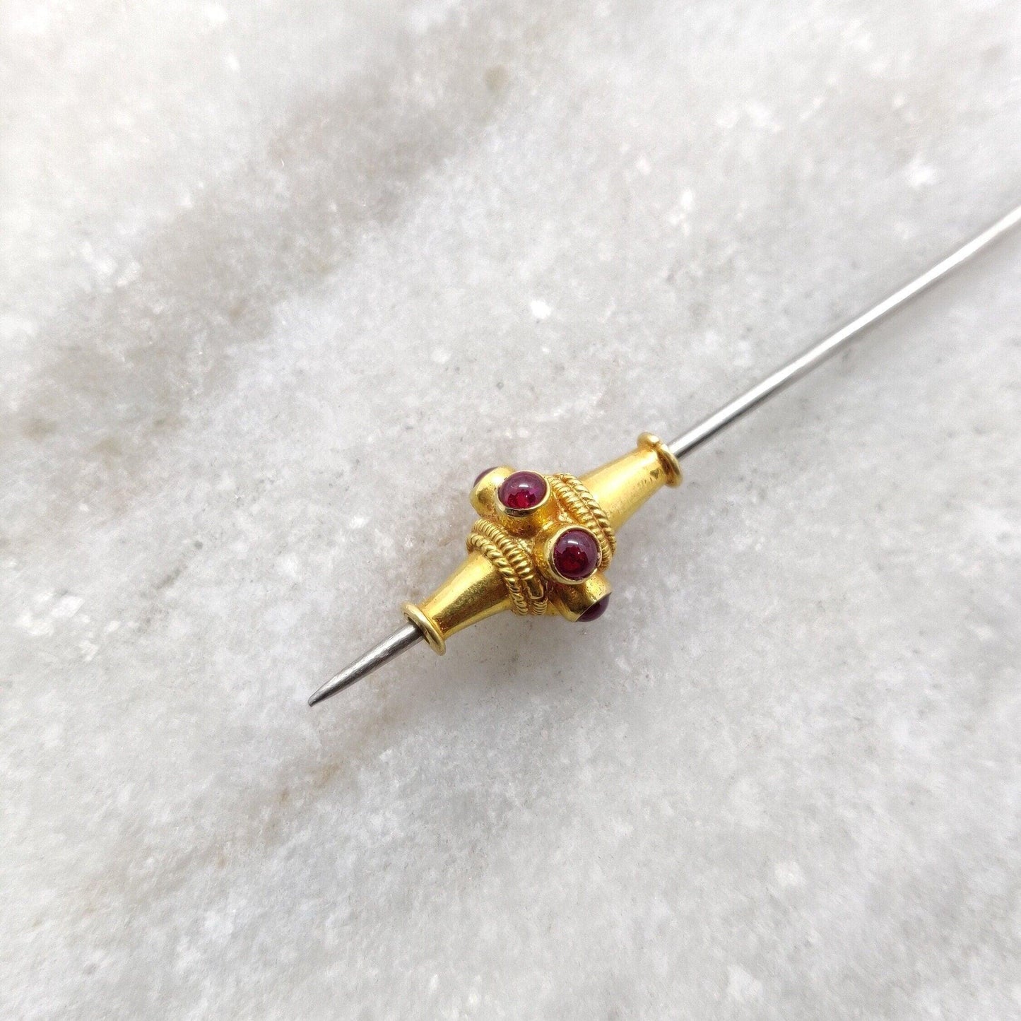 18K Gold Ruby Fancy Tube Beads - 10X15 MM