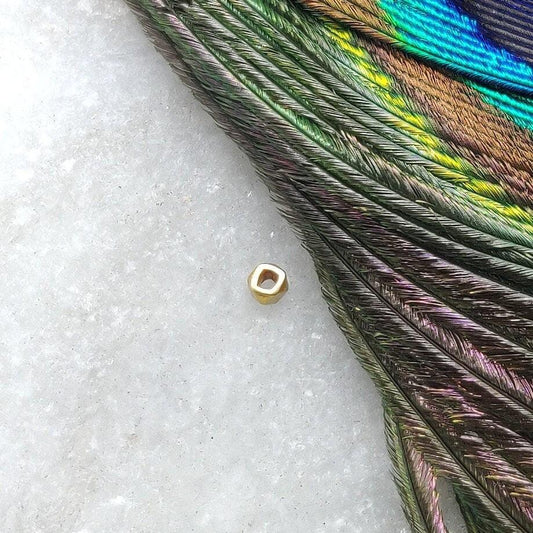 18 Carat Solid Yellow Gold Barrel Faceted Nuggets Findings Sold as 2pcs – Textured Finish