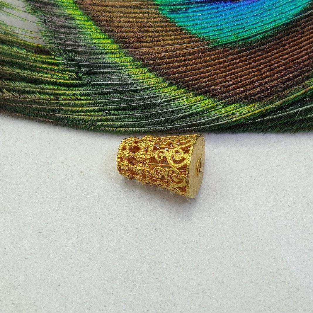 18 Karat Solid Yellow Gold Fancy Gold Spacer Bead Components