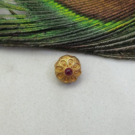 18 Karat Gold Fancy Gemstone Rondelle Spacer Beads 8mm