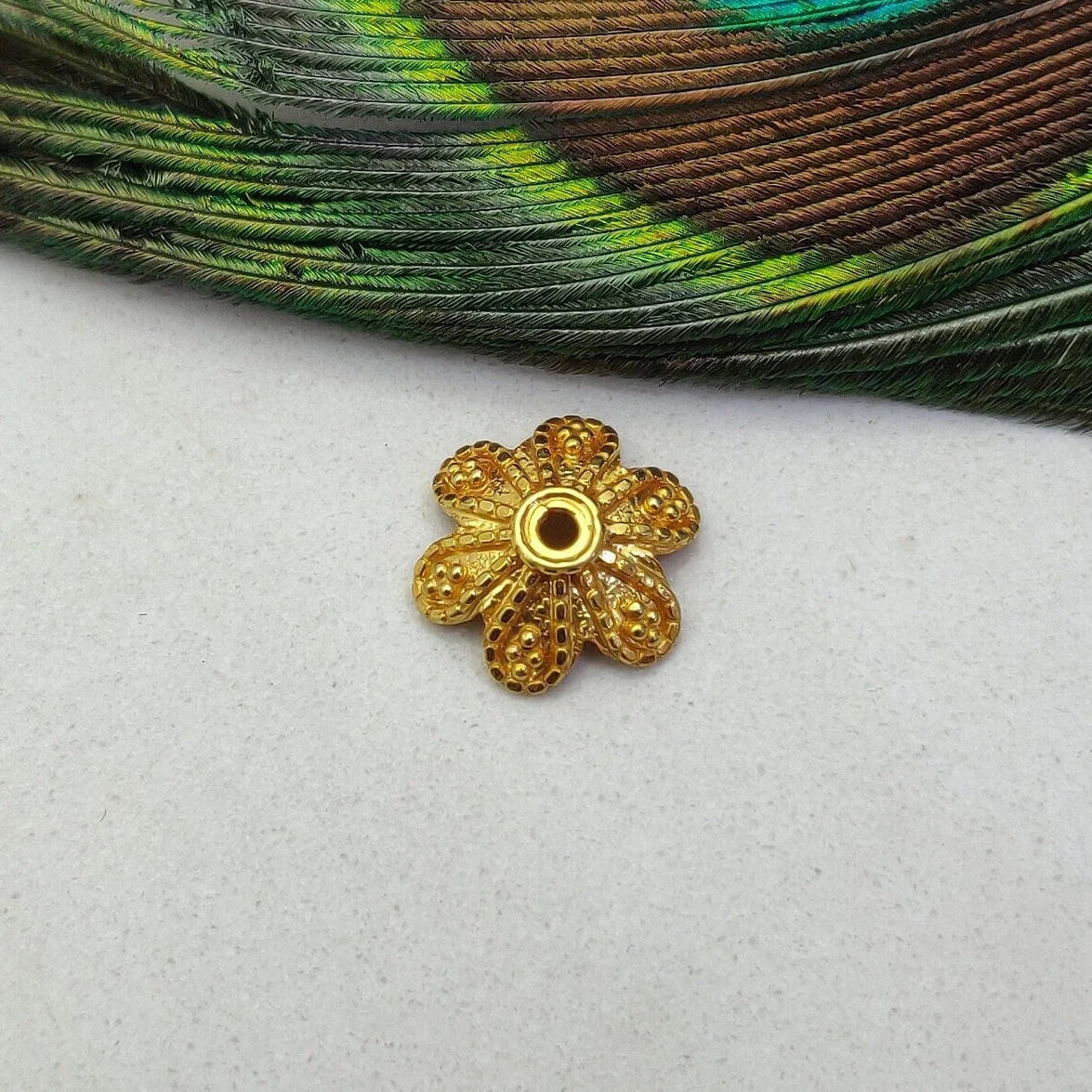 18K Solid Yellow Gold Spacer Caps 13MM