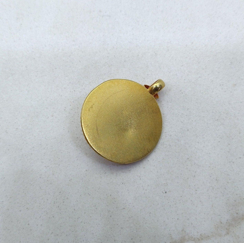 18k Solid Gold Ruby Antique 19mm Pendant