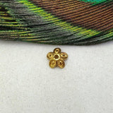 18 Carat Yellow Gold-Plated Floral Bead Cap 7mm for Elegant Jewelry Designs