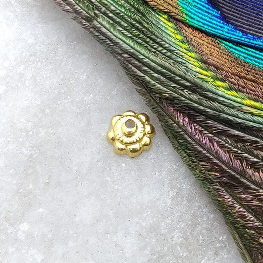 18 Karat Solid Yellow Gold-Plated Floral Beads Caps Findings 6mm for Elegant Jewelry Designs