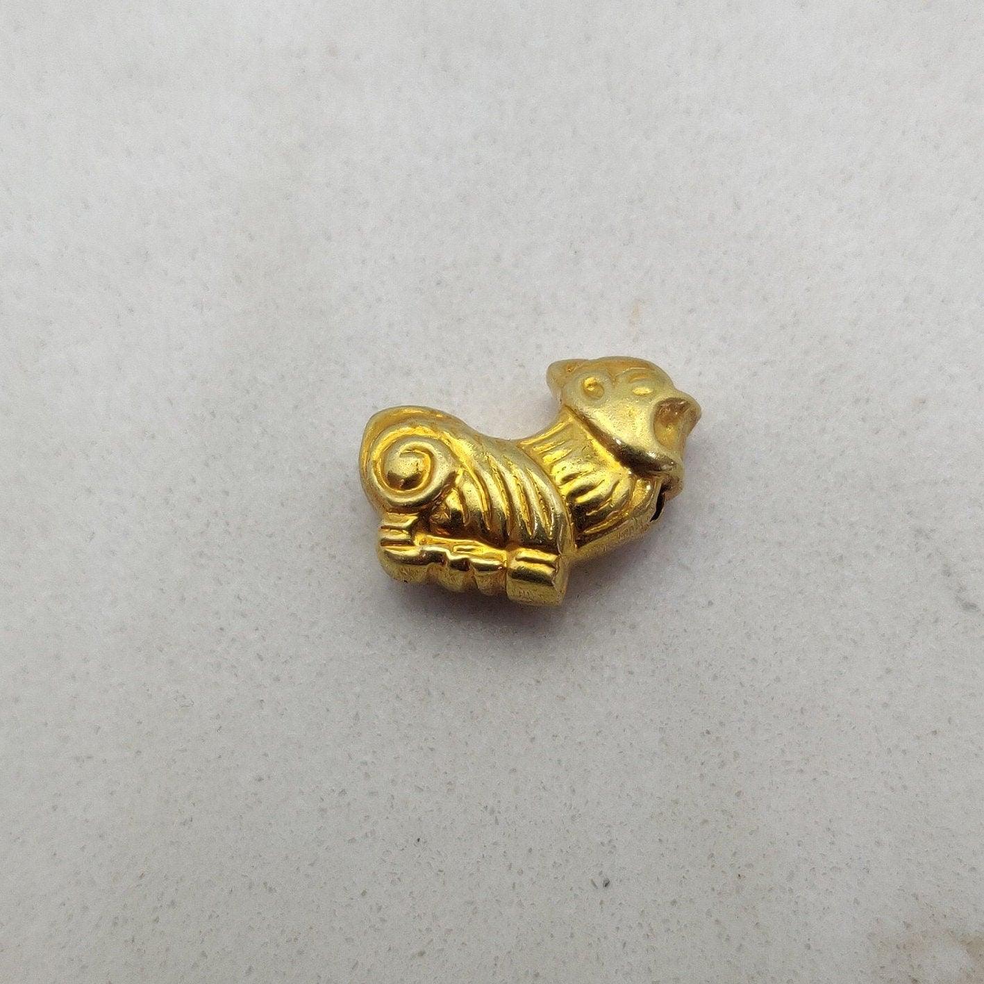 18k Solid Yellow Gold Animal Spacer Charm Pendant 13.5x18mm - Sar Gems