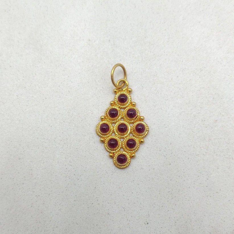 18k Yellow Gold Marquise Style Pendant With Stone Jewelry